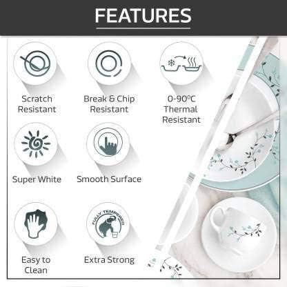 CBC Emporio Unbreakable Plastic 36-Piece Dinner Set | Microwave Safe | 6 Full Plates, 6 Quarter Plates, 12 Veg Bowls, 2 Serving Bowls with Lids, 2 Serving Spoons, 6 Spoons | – Ideal for Daily Use - Image 6