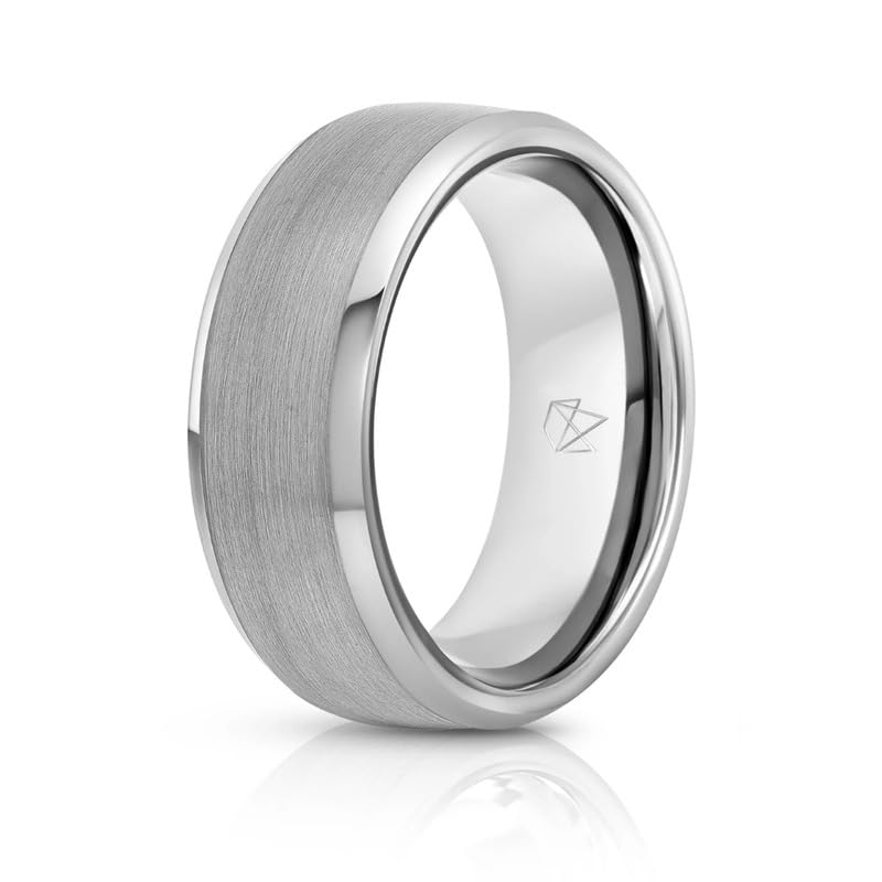 Rings For Men | Tungsten | Silver & Black | Inner-Band Colors | 4 & 6 & 8mm | Wedding Bands (4.5, 8mm, Silver)