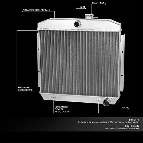 Image of DNA Motoring RA-SBC55-3 3-Row Full Aluminum Radiator Compatible with 55-57 Bel-Air /Nomad /Del Ray 4.3L /4.6L V8 MT