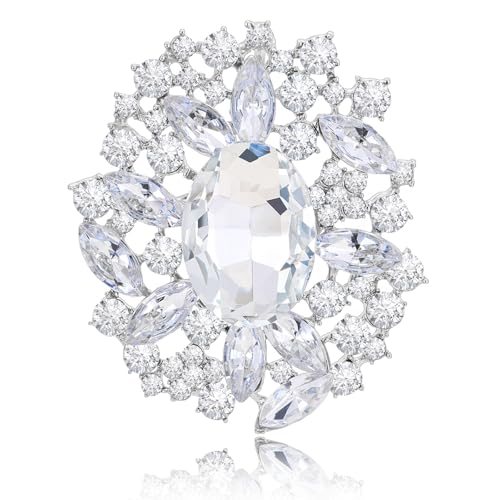 Image of LAXPICOL Vintage Austrian Crystal Elegant Flower Brooch for Women Broach Pin Wedding Jewelry Antique-Gold Tone
