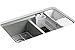 Kohler K-8679-5UA3-FT RIVERBY 33" x 22" x 9-5/8" Under-Mount Double-Equal Kitchen Sink with Accessories and 5 Oversized Faucet Holes Basalt