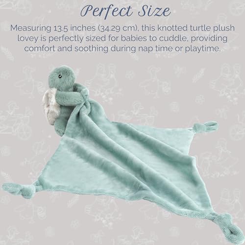 Image of MON AMI 13.5-Inch Taylor The Turtle Plush Lovey | Knotted Security Blanket for Babies | Soft & Cuddly Baby Comforter for Baby Showers & Birthdays