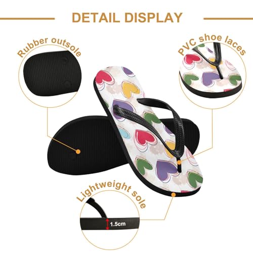 Colorful Hearts Flip Flop Beach Summer Casual Sandal for Women & Men Shower Shoes 208618662
