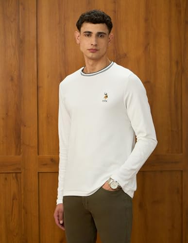 Image of U.S.Polo Association Men's Solid Varsity Theatre T-Shirt (USTSH3194 Off White L)