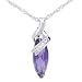 Produktbild Bigood Halskette aus 925er-Sterlingsilber, 29 x 8 mm, Amethyst-Kristall, baumelnder Anhänger, 45,7 cm Panzerkette