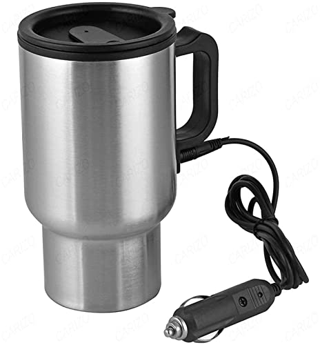 CARIZO Car Electric Kettle, 12V 450ml Electric Water Kettle, Stainless Steel Heating Kettle Mug Cup Electric Travel Thermoses for Heating Water Coffee Milk Tea Compatible with All Vehicles-image-15