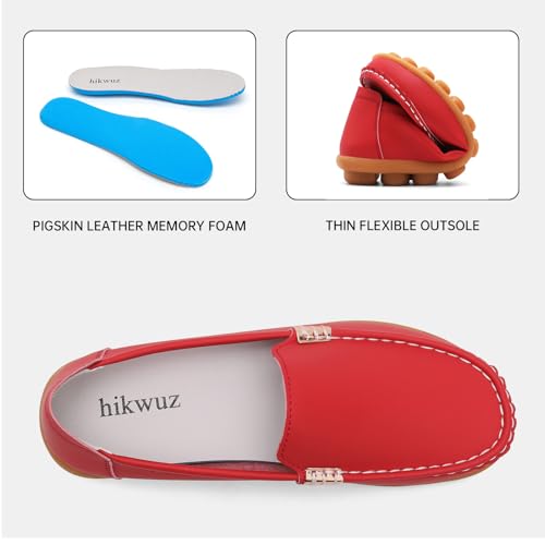 Image of Women's Comfortable & Lightweight Leather Loafers Slip-Ons Driving Walking Mocs Boat Shoes Cute Business Casual Dress Shoes Work Flats for Women