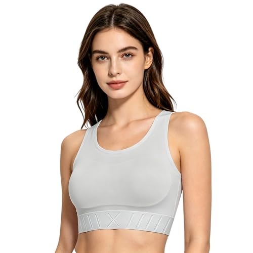 Soutien-gorge de yoga à compression sans coutures gris clair L maintien sport