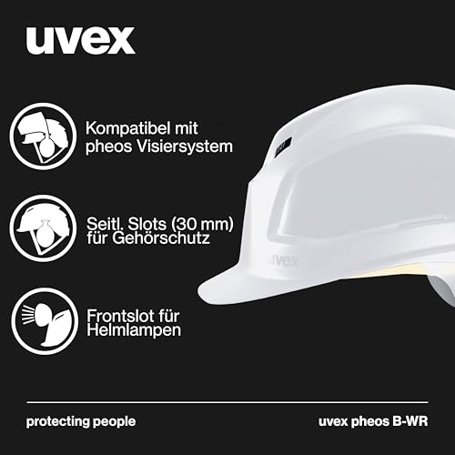 Uvex Pheos B-WR Schutzhelm - Belüfteter Arbeitshelm für die Baustelle - Weiß Weiß