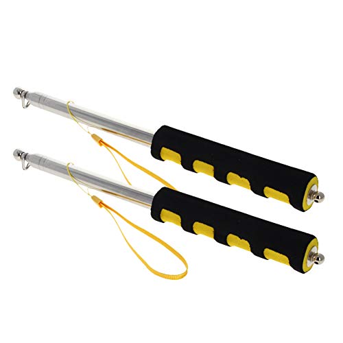 Image of Othmro 2Pcs Hollow Telescopic Teachers Pointer, Teaching Pointer Stick for Classroom, Metal Hand Retractable Pointer Extended Length 78.7 inch, Handheld Presenter Whiteboard Pointer (Yellow /Black)
