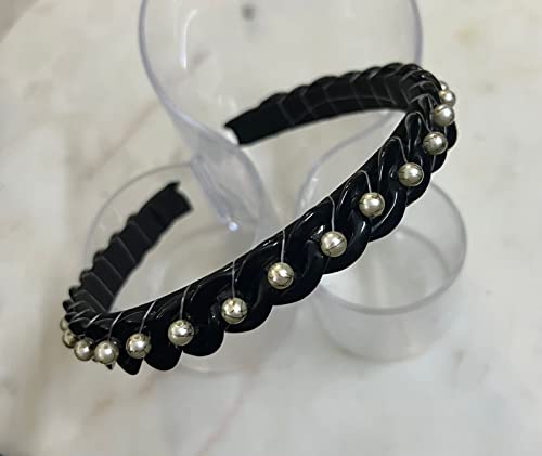 Image of Elegant&Exclusive Women's Fashion Chain Stones Hairbands /Headbands from Our Embellished Collection Useful for Girls & Women (Black Chain)