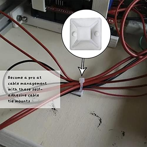 Cable Tie Adhesive Mounts, 23mm x 8mm Organisational Mounts, White Nylon, Zip Ties Includes Self Adhesive Backing, Cable Management has never been easier, Accepts Cable Ties up to 7.2mm Wide (40)