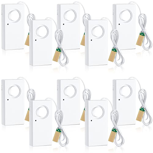 Hoteam 10 Pcs Water Leak Detector 120Db Water Leak Alarm 9V Battery Water Sensor Alarm Flood Sensor Water Detector Sensor Overflow Security Alert For Home Basement Kitchen Garage Bath Tub Sink, White #TOP6