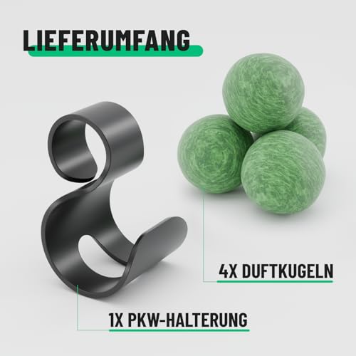 greate 4X Marderschreck Duft Kugeln inkl. Halterung - Sofortige & langfristige Marderabwehr Auto - Made in Germany - Marderschreck Auto, Marderschutz für Auto, Anti Marder Auto, Maderschutz