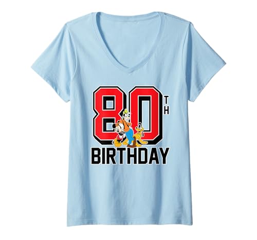 T-shirt col V Disney édition spéciale 80 ans en coton premium pour femme