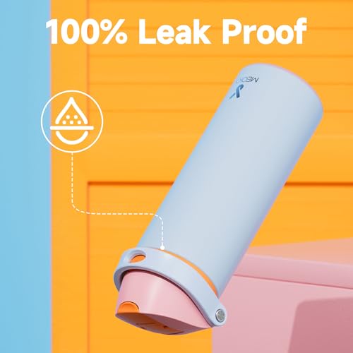 Image of 24 oz Insulated Water Bottle with Straw: Meoky Stainless Steel Metal Water Bottle with 2-in-1 Lid - Leak Proof, Cold for 24 Hours, Fits in Car Cup Holder, BPA-Free for Gym Travel Sports, Periwinkle