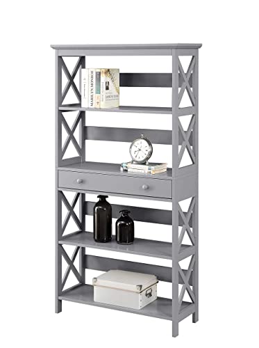 Convenience Concepts Oxford 5 Tier Bookcase With Drawer, Gray #TOP2