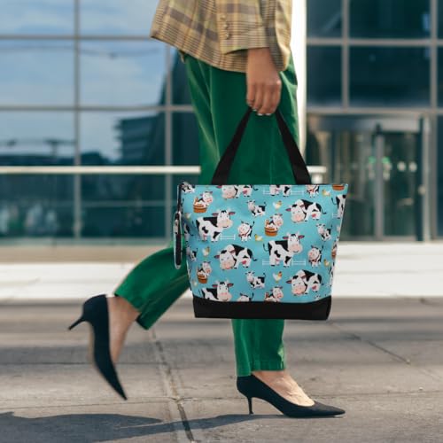 Image of NGIL Medium Top Zipper Closure Canvas Tote Bag with Attached Matching Coin Purse For Moms and Nurses