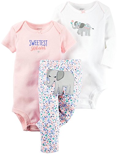 Carter's Baby Girls 3 Pc Back Art 126g368, Pink, 12 Months