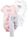 Carter's Baby Girls 3 Pc Back Art 126g368, Pink, 12 Months