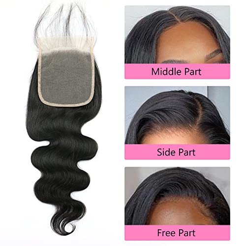 Shining Girl 5X5 Transparent Hd Lace Closure Only Body Wave Hair Closure Invisible Lace 12A Brazilian Virgin Remy Human Hair Frontal Closure 100% Human Hair Extensions Pre Plucked Natural Black 14 Inch thumb #4