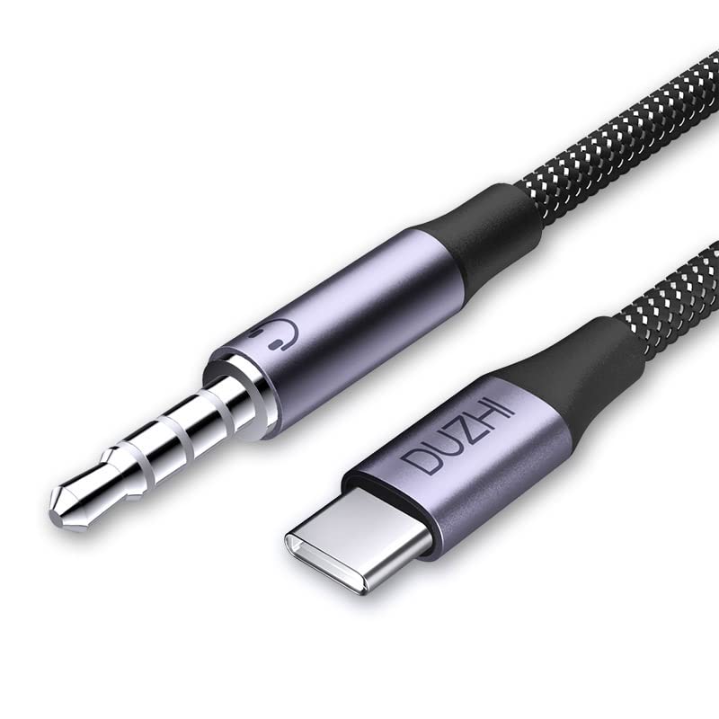 AUXオーディオケーブル アンドロイド タイプC ステレオミニプラグ 高耐久ナイ ロン2色編み (1.8M)