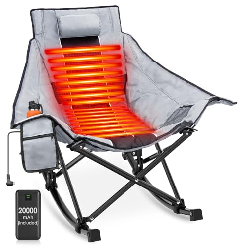 Suteck Heated Rocking Camping Chair - Oversized Heated Camping Chair W/20000mAh Power Bank & Carry...