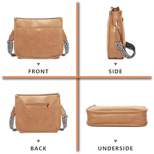 Image of AUYOCO Vegan Leather Crossbody Bags for Women, Crossbody Purse with Guitar Strap Zipped Pockets Handbag Shoulder Bag