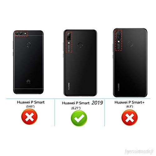 Tenphone - Custodia a portafoglio per Huawei P Smart 2019, in pelle, con scomparti per tessere, funzione di supporto, chiusura magnetica, per (P Smart 2019 (6,21), colore: Nero
