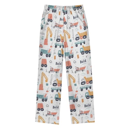 Pajama Pants Sleep Pants Soft Elastic Waist Pajama Lounge Pants Red Blue Construction Truck for 6-14 Years Old2