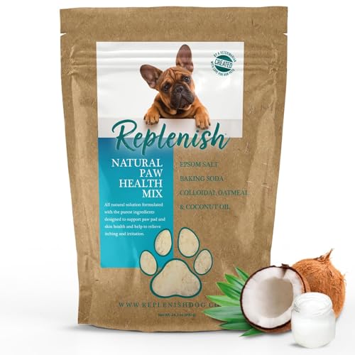 Replenish Dog Paw Healing Solution – All Natural Epsom Salt for Dogs Paws - Medicated Paw Soaking Solution & Moisturizer for Dry Cracked Paws - Epsom Salt Treatment - Spa Paw Protection for Dogs