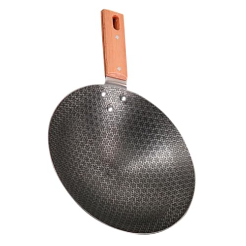 Abaodam Sartén de hierro compacto antiadherente con asa para el hogar y camping, resistente al calor, fácil de limpiar, versátil para freír al vapor