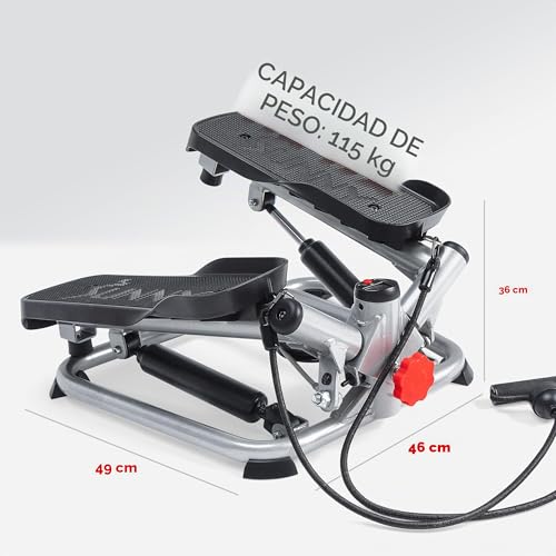 Miniatura 7 de Sunny Health Fitness Máquina Stepper Avanzada Con Giro Y Bandas De Resistencia, Mini Stepper Portátil, Equipo De Ejercicio Aeróbico Interior Para Entrenamiento De Cuerpo Completo - Sf-S0979, Gris