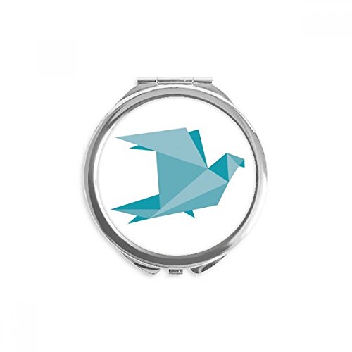 Miroir portable fait main motif pigeon origami vert de courtoisie rond
