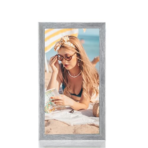 20x40 Wood Frame Gray, Rustic Natural Grey Wooden 40x20in Poster