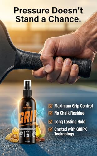 GRIZZLEE GRIPZ Grip Pro - Anti-Slip Tacky Spray for Athletes | Sweat-Proof Control with GripX Technology for Pickleball, Tennis, Football, Baseball, Softball, Pole Dancing, Basketball - Maximum Tack