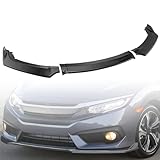 MotorFansClub 3pcs Front Bumper Lip Splitter for Honda Civic 2016 2017 2018 Trim Protection Splitter Spoiler, Carbon Fiber Pattern