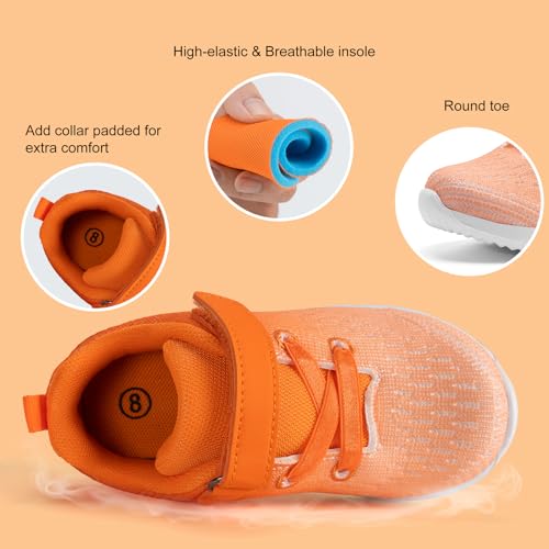 COODO Toddler/Little Kid Boys Girls Shoes Running Sports Sneakers (6 Toddler,Gradient Orange) - Thumbnail 3