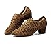 Women Latin Dance Shoes Rubber Sole Non-Slip Fashion Ballroom Dance Pratice Shoes Breathable Comfortable Mid High Heel Outdoor Professional Performance Dance Shoes (Color : Brown-3.5CM/1.37In, Size