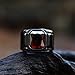 INRENG Stainless Steel Vintage Square Ruby Stone Ring for Men Women Signet Biker Band Black Red Size 9