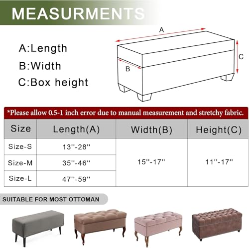 Image of FUANGUI Ottoman Cover Stretch Storage Ottoman Bench Slipcover Printed Folding Storage Bench Ottoman Cover Footrest Stool Slipcover Footstool Protector Cover with Elastic Bottom, Large