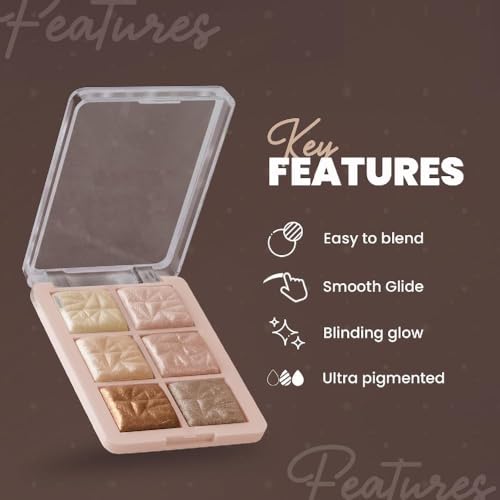 Image of Sloane Glowzilla 6 Colour Highlighter Palette | Ultra Blendable & Long Lasting | Blinding Glow (12.0gm)