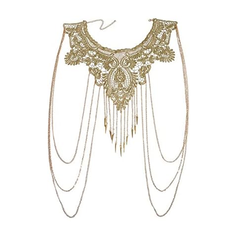 Amorar Golden Lace Layered Beach Necklace Cover