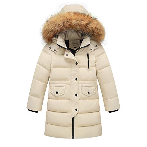 Manteau Hiver Garcon Fille Doudoune Enfant Chaud Blouson Hiver Long Veste Hiver avec Capuche Fourrure Blanc 150 Cover