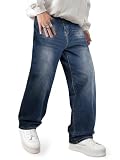 JMIERR Men's Jeans Wide Leg Fit Straight Stretch Classic Casual Denim Pants for Men Travel Pants,US40(2XL),Navy Blue