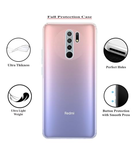Image of COVERBLACK Soft Rubber Silicon Clear Back Cover Compatible Model for MI Redmi 9 Prime - Transparent