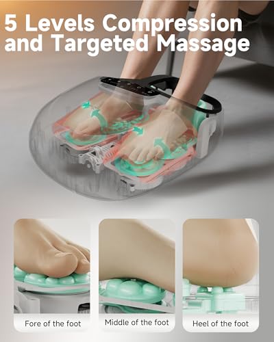 Image of Snailax 2026 Upgrade Foot Massager Machine with Heat, Compression, Deep Kneading Shiatsu, Rolling Scratch for Plantar Fasciitis Relief (Remote Control), Men Size 13 at Home Office, Gift for Women Men