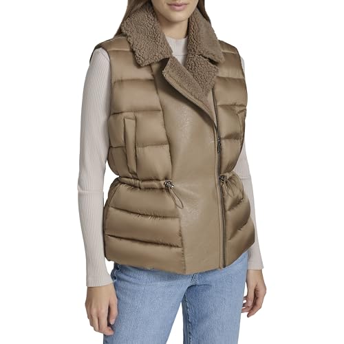Andrew Marc Women's Sherpa Faux Leather Puffer Vest