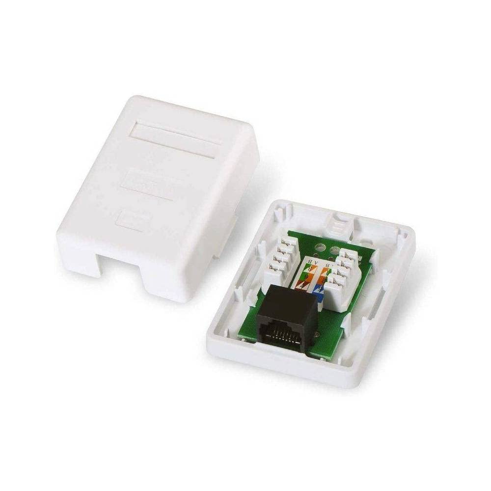 AISENS A139-0301 - Roseta de Superficie RJ45, Color Blanco