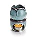 Produktbild BSTKEY Keramik-Duftlampe für ätherische Öle, Wachsschmelzbrenner mit Kerzenlöffel, dekorativer Aroma-Teelichthalter, Ölbrenner für Wachsschmelzen, Blumenmodell (blau)